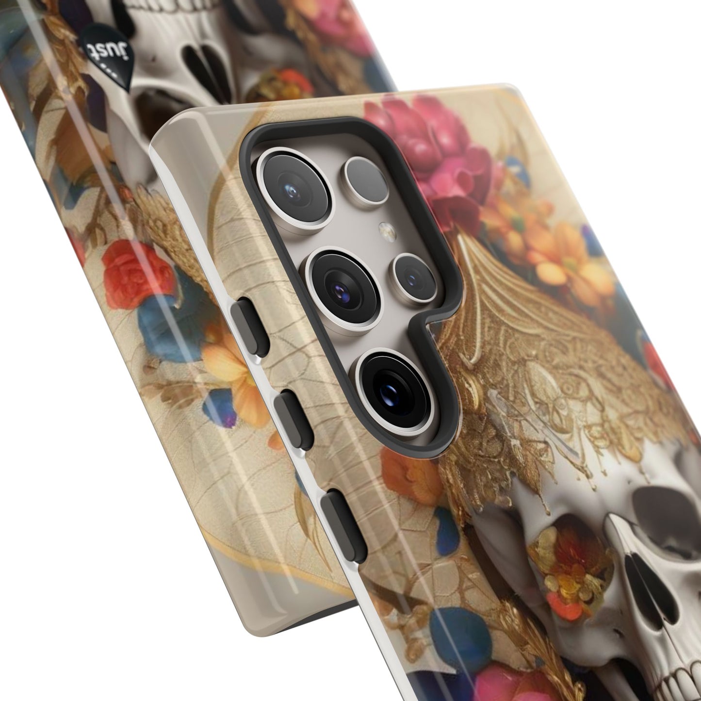 Artistic Skull Phone Case with Floral Design by "JUST DRIP" - Tough Cases(contact is we don't have you phone)