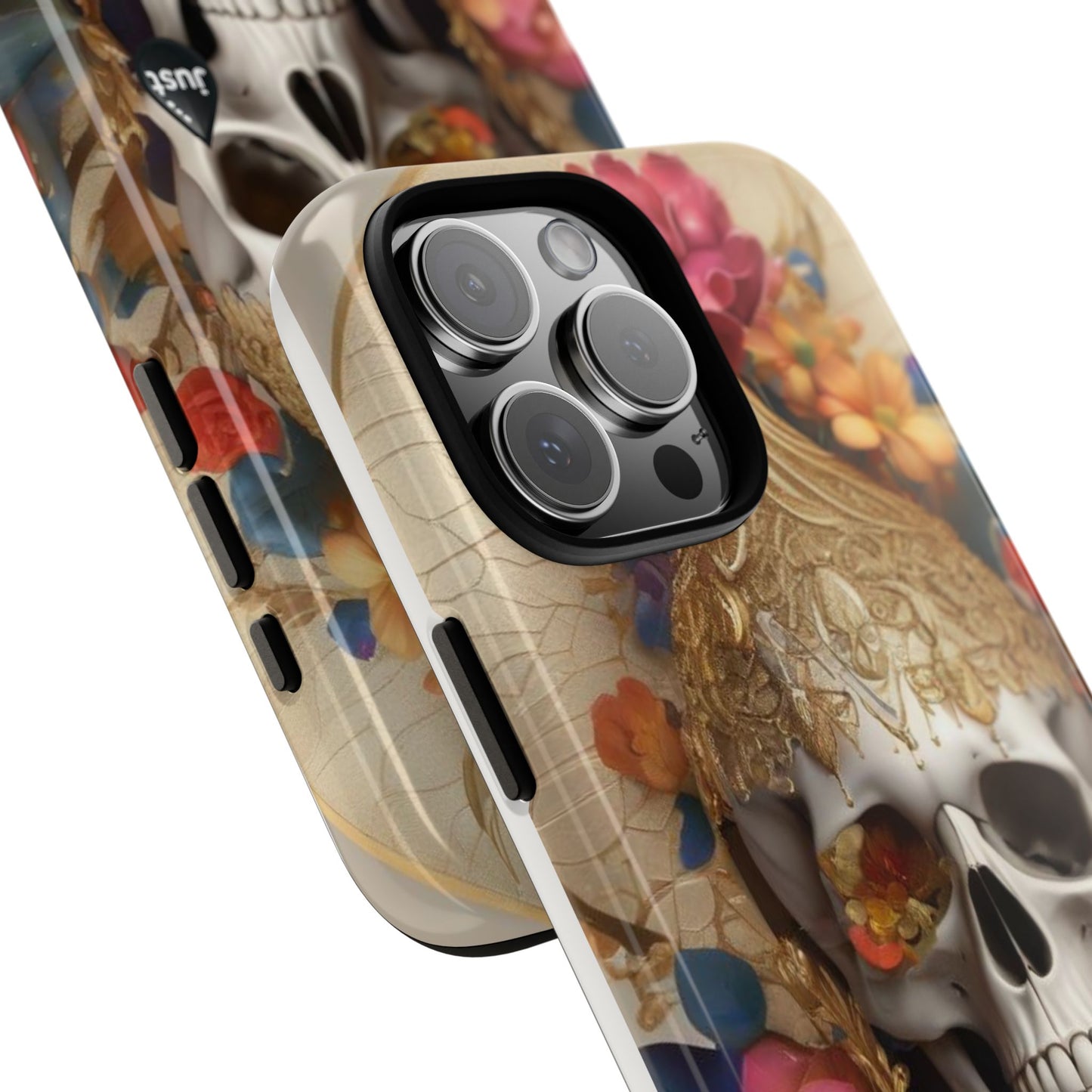 Artistic Skull Phone Case with Floral Design by "JUST DRIP" - Tough Cases(contact is we don't have you phone)