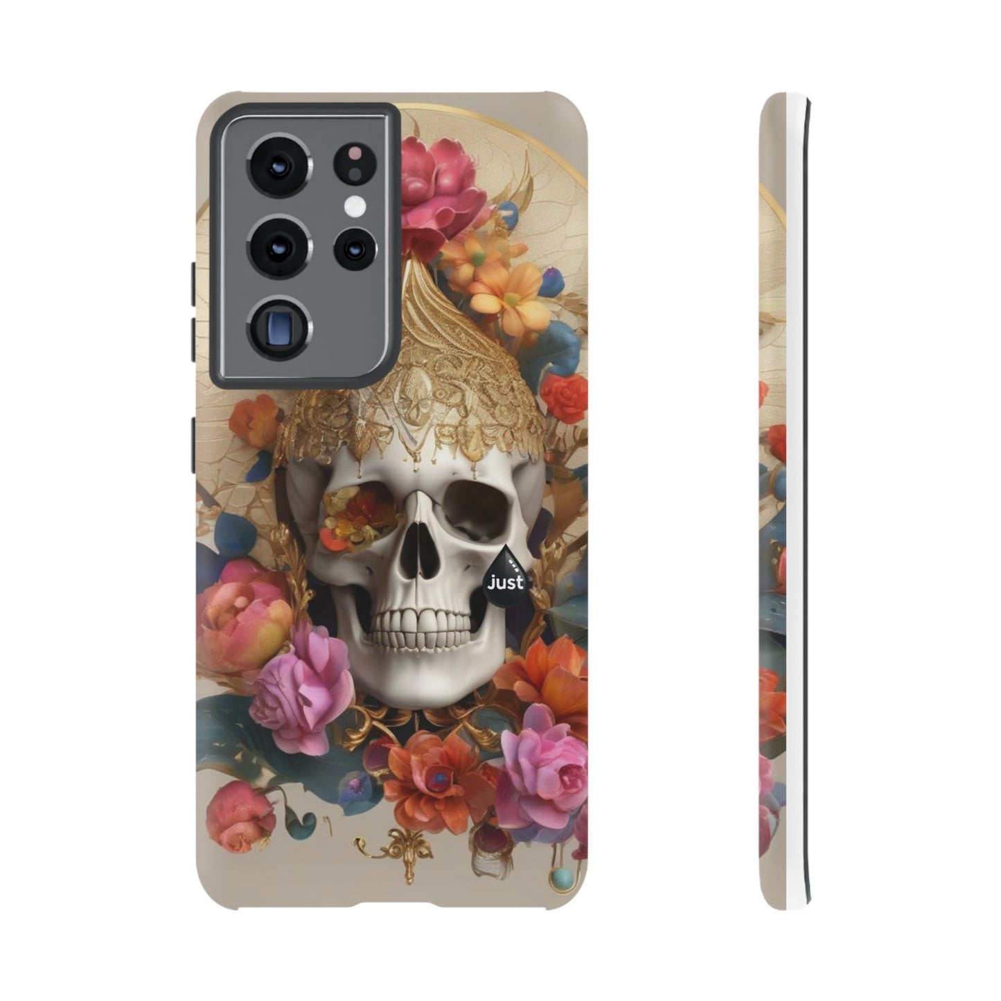 Artistic Skull Phone Case with Floral Design by "JUST DRIP" - Tough Cases(contact is we don't have you phone)