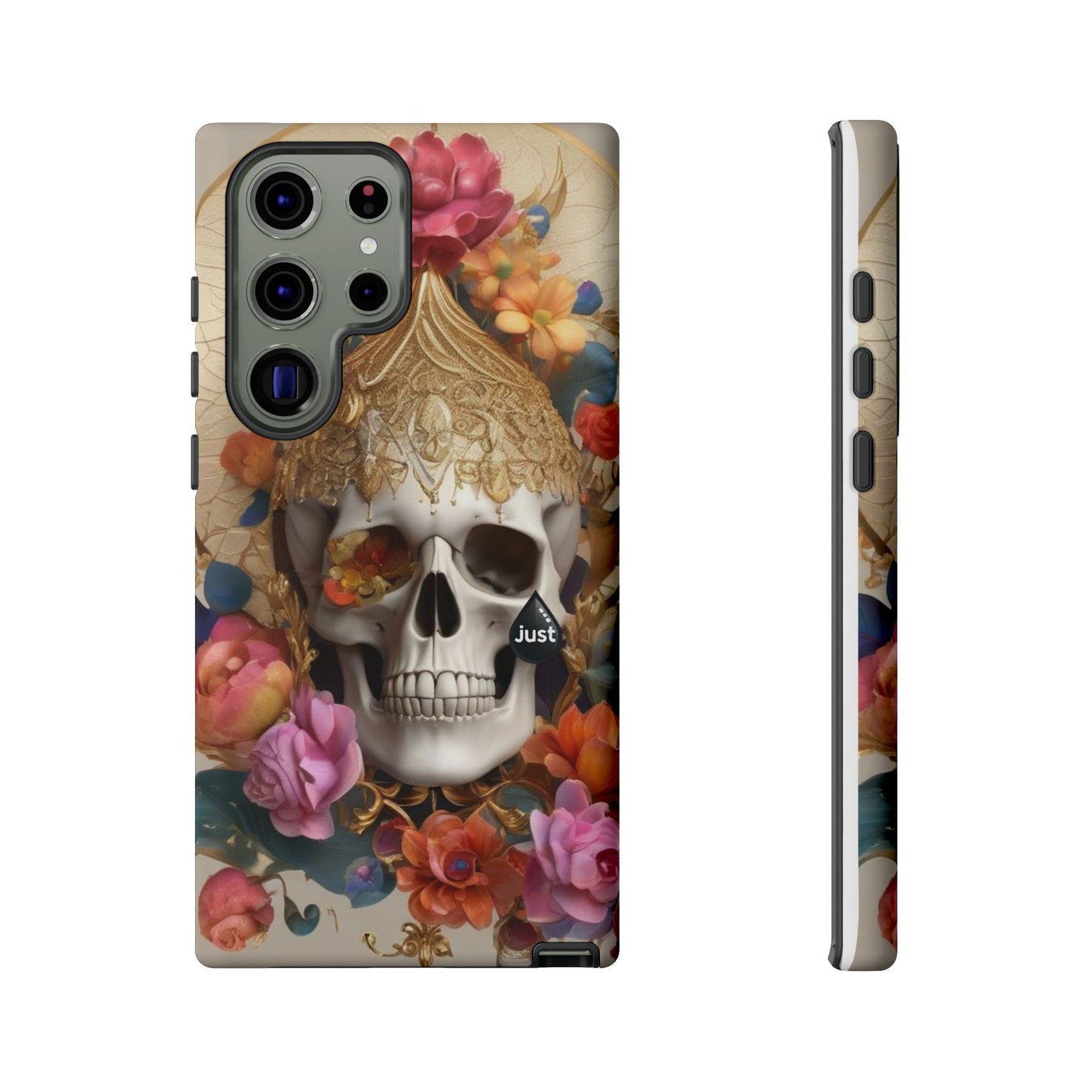 Artistic Skull Phone Case with Floral Design by "JUST DRIP" - Tough Cases(contact is we don't have you phone)