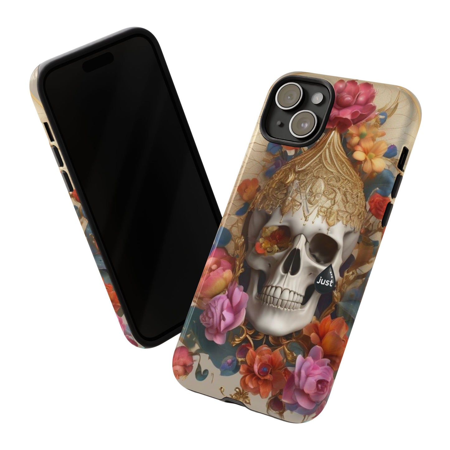 Artistic Skull Phone Case with Floral Design by "JUST DRIP" - Tough Cases(contact is we don't have you phone)