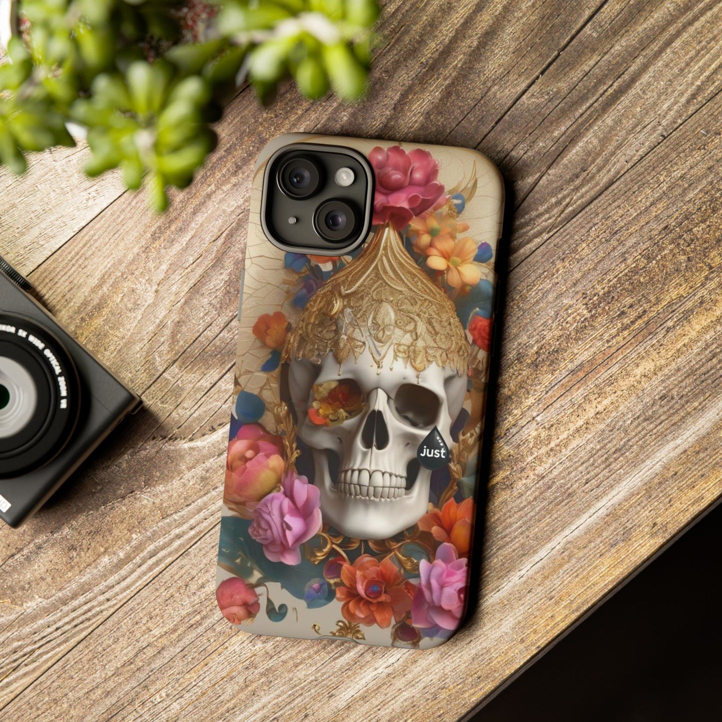 Artistic Skull Phone Case with Floral Design by "JUST DRIP" - Tough Cases(contact is we don't have you phone)