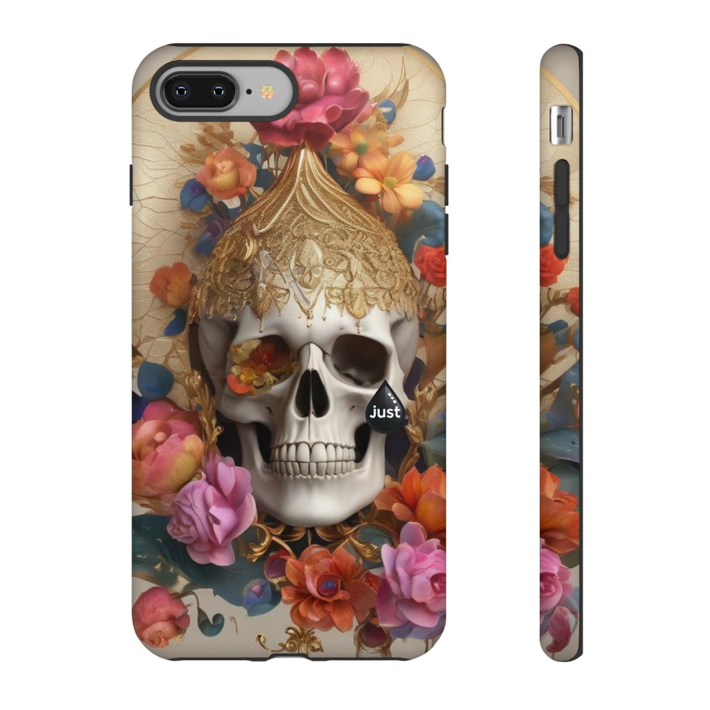 Artistic Skull Phone Case with Floral Design by "JUST DRIP" - Tough Cases(contact is we don't have you phone)