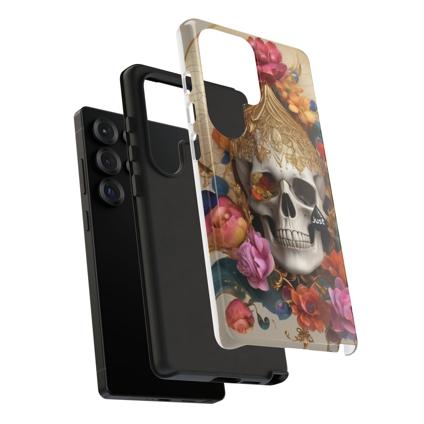 Artistic Skull Phone Case with Floral Design by "JUST DRIP" - Tough Cases(contact is we don't have you phone)