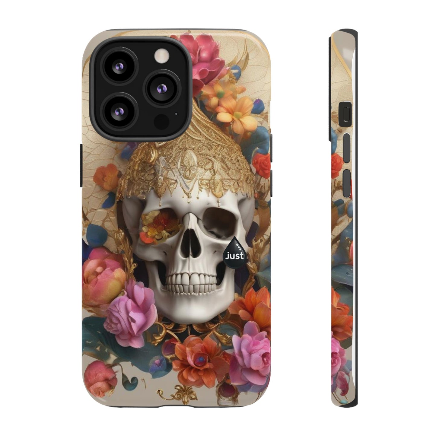 Artistic Skull Phone Case with Floral Design by "JUST DRIP" - Tough Cases(contact is we don't have you phone)