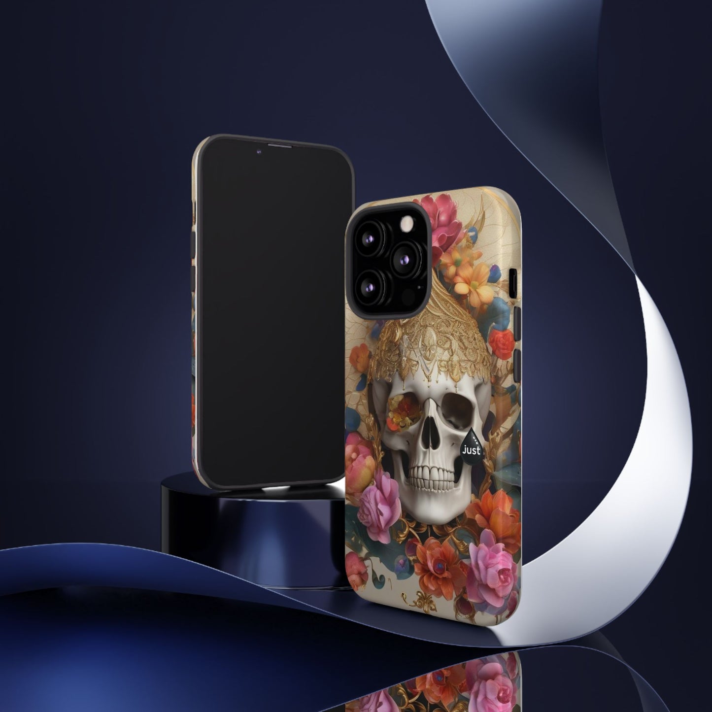 Artistic Skull Phone Case with Floral Design by "JUST DRIP" - Tough Cases(contact is we don't have you phone)