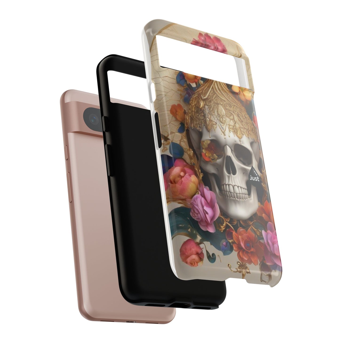 Artistic Skull Phone Case with Floral Design by "JUST DRIP" - Tough Cases(contact is we don't have you phone)