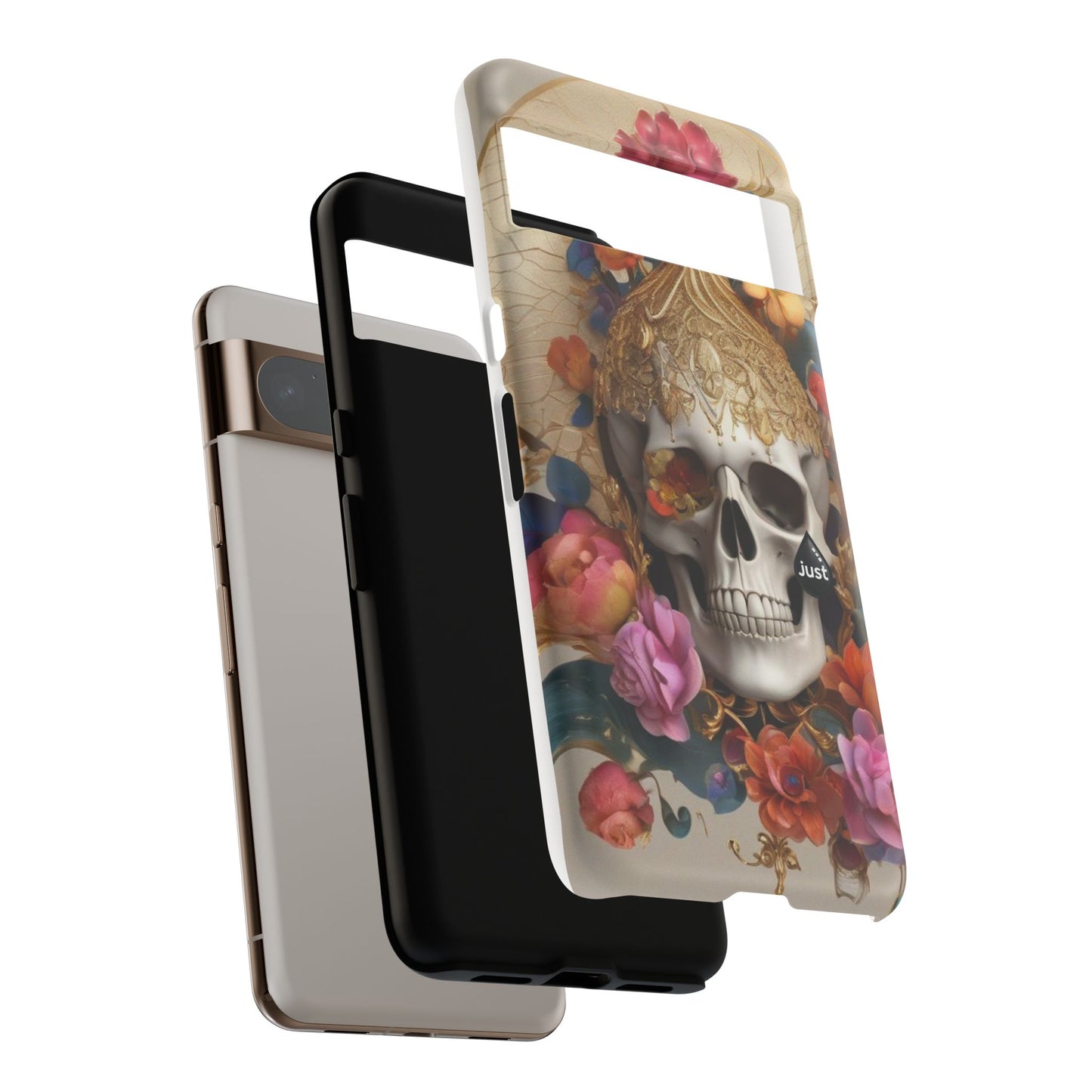 Artistic Skull Phone Case with Floral Design by "JUST DRIP" - Tough Cases(contact is we don't have you phone)