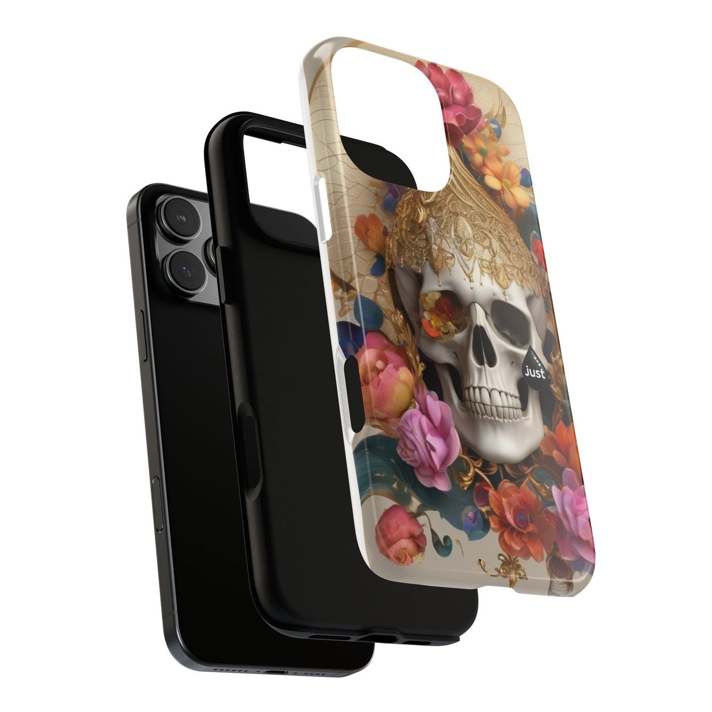 Artistic Skull Phone Case with Floral Design by "JUST DRIP" - Tough Cases(contact is we don't have you phone)