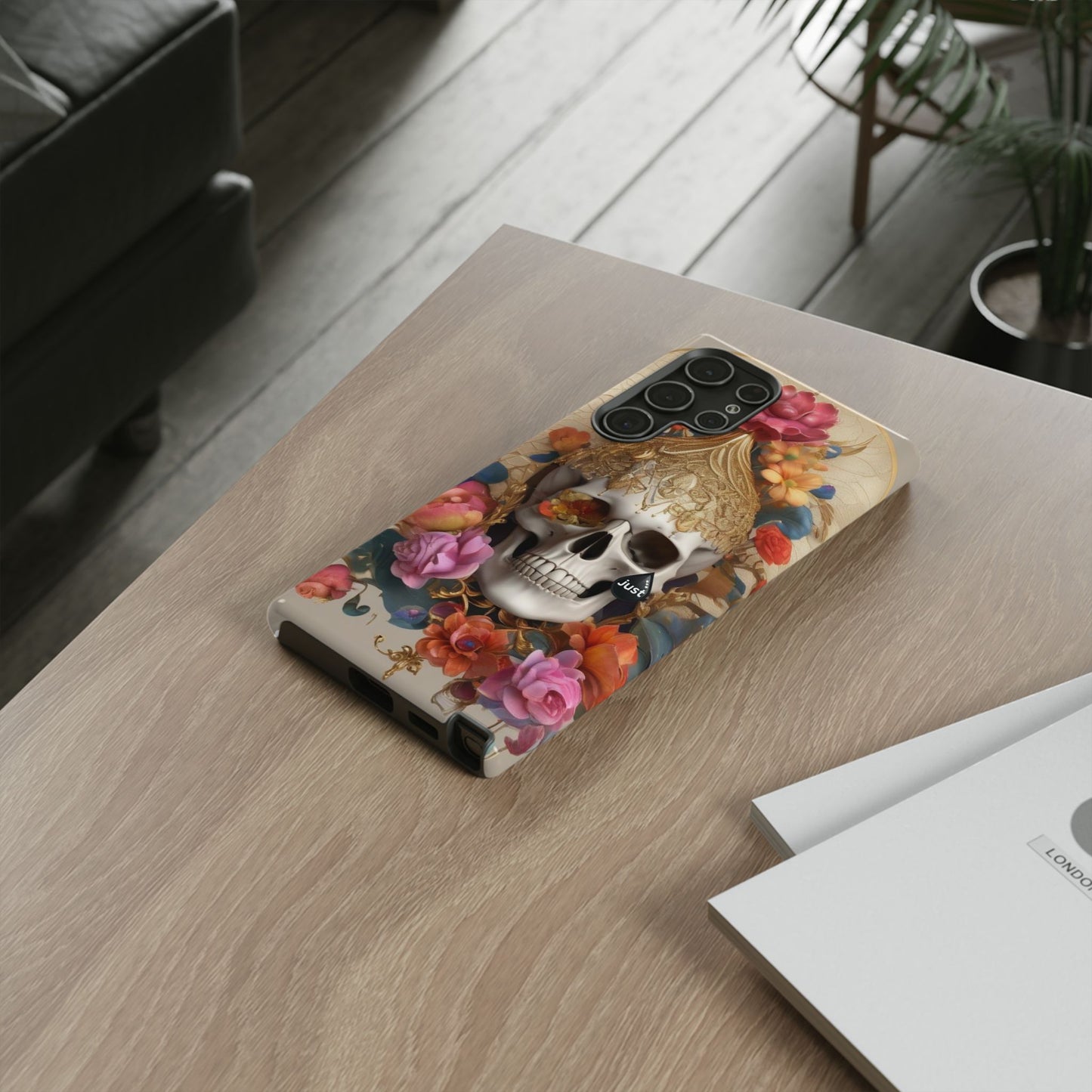 Artistic Skull Phone Case with Floral Design by "JUST DRIP" - Tough Cases(contact is we don't have you phone)