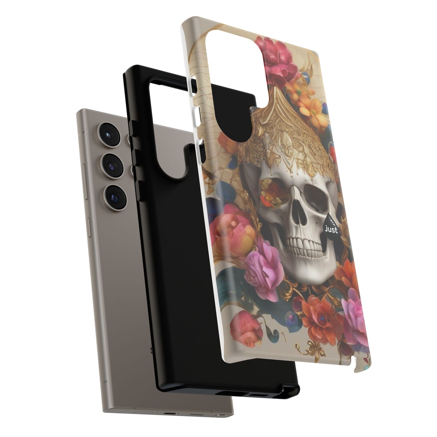 Artistic Skull Phone Case with Floral Design by "JUST DRIP" - Tough Cases(contact is we don't have you phone)