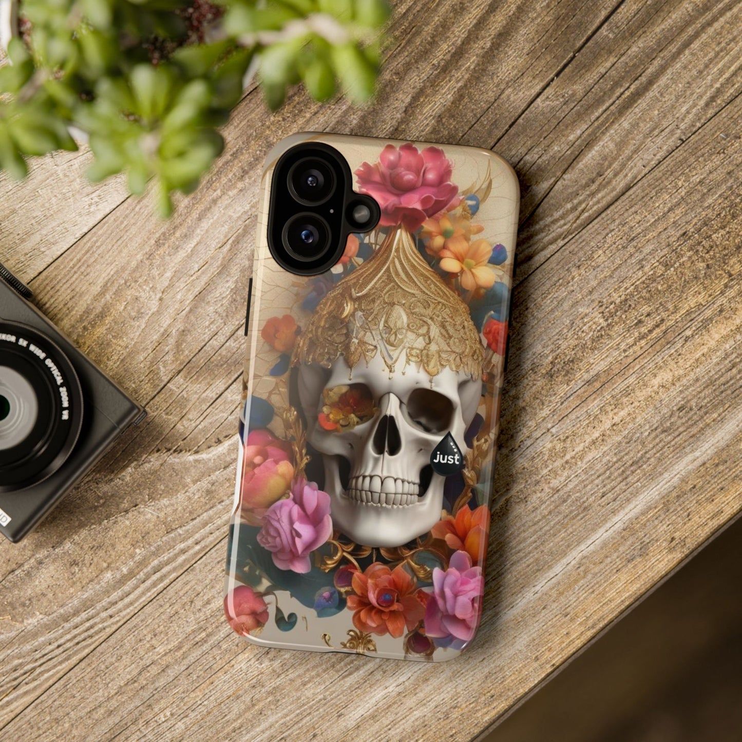 Artistic Skull Phone Case with Floral Design by "JUST DRIP" - Tough Cases(contact is we don't have you phone)