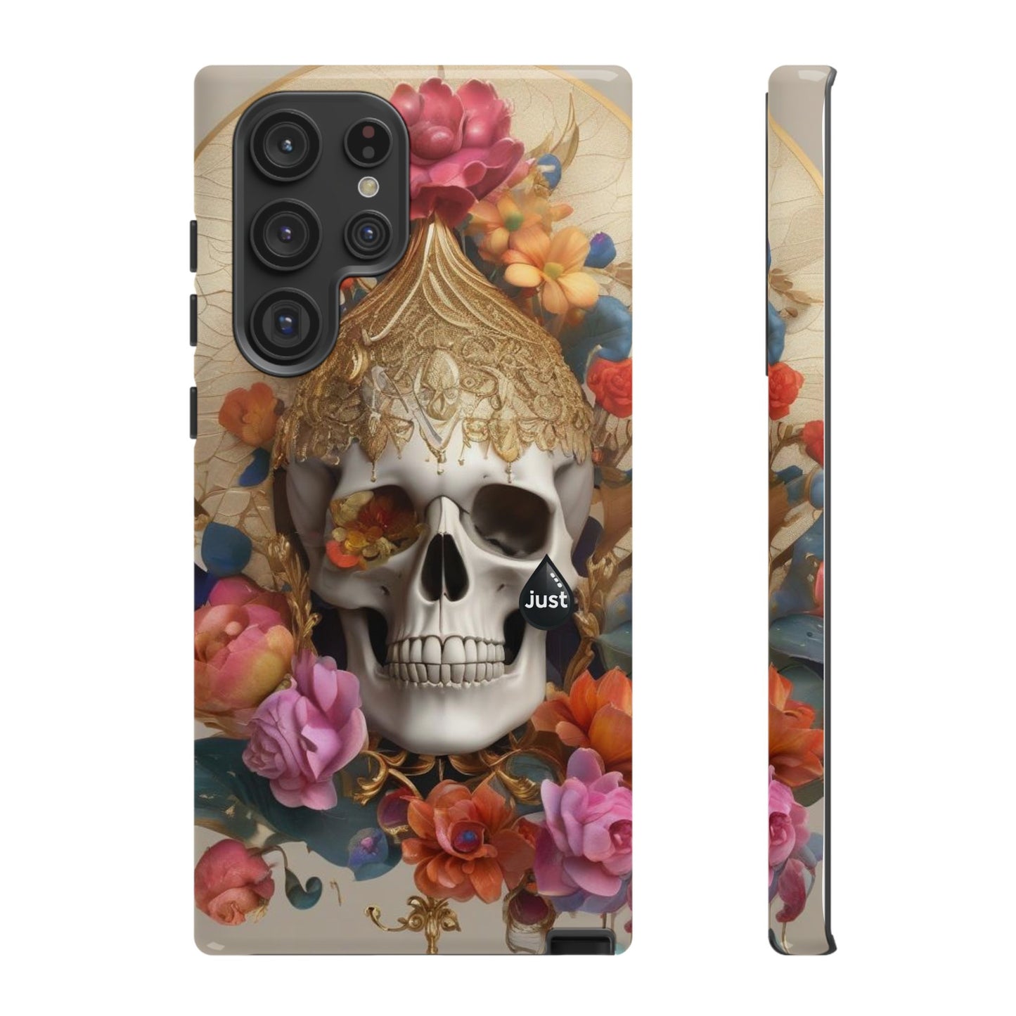 Artistic Skull Phone Case with Floral Design by "JUST DRIP" - Tough Cases(contact is we don't have you phone)