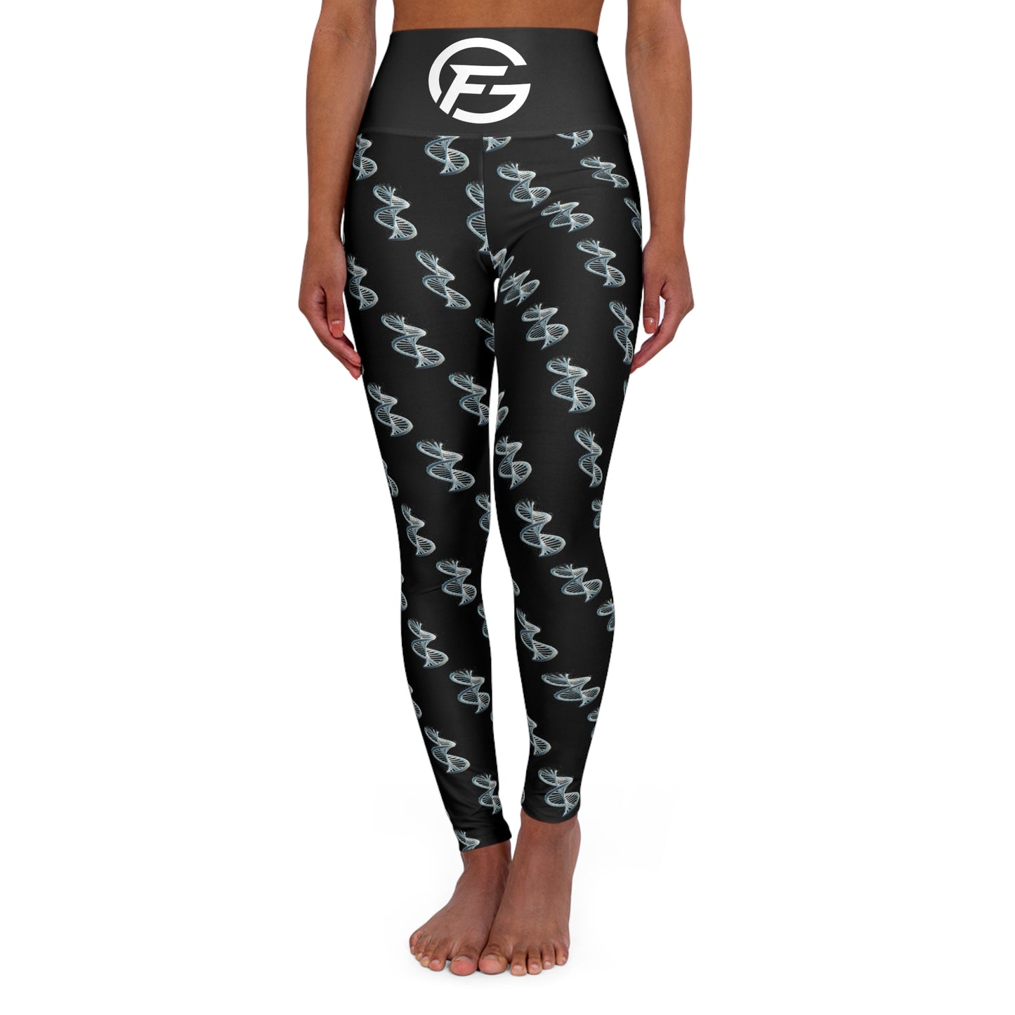 DNA-Patterned High Waisted Yoga Leggings for Fitness Enthusiasts