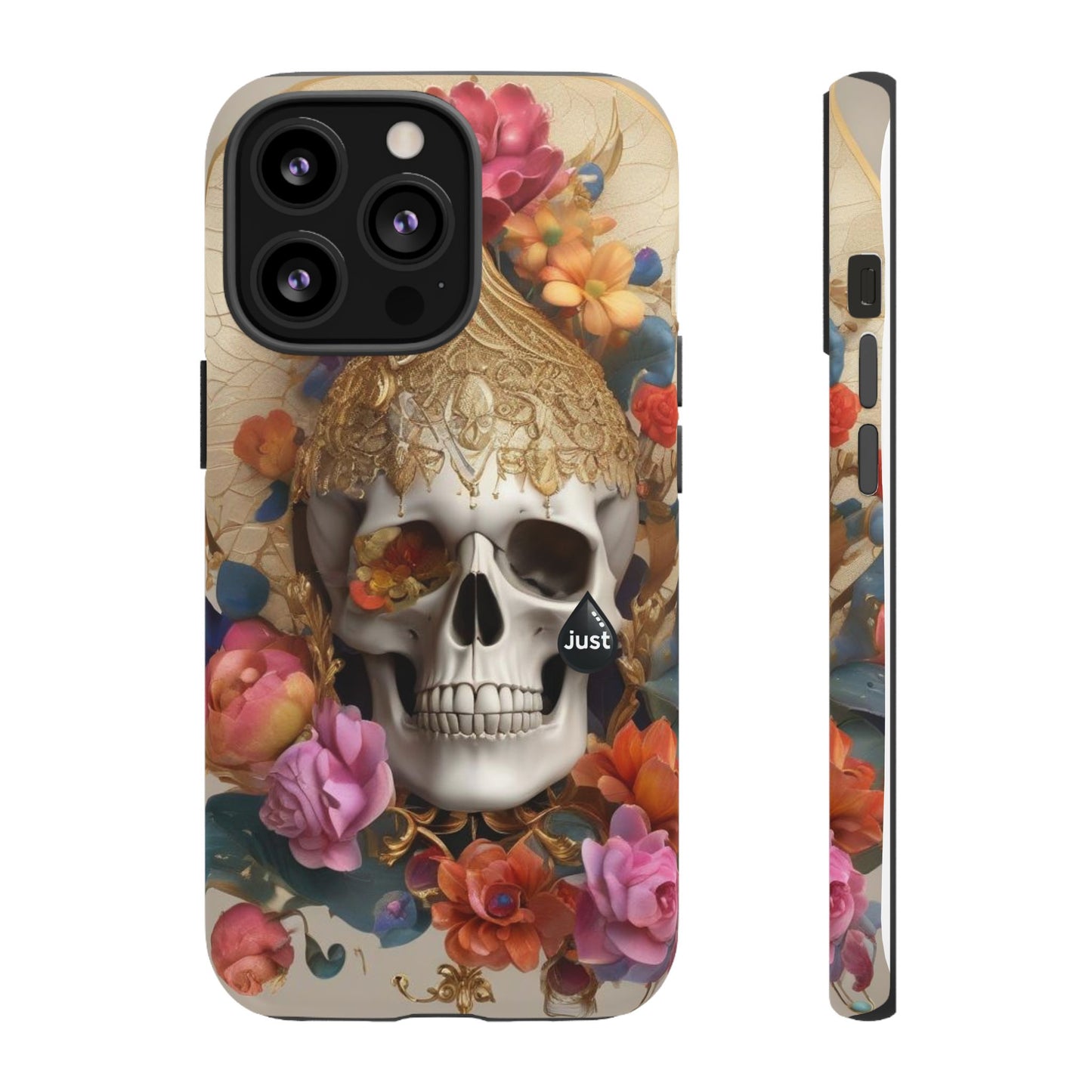 Artistic Skull Phone Case with Floral Design by "JUST DRIP" - Tough Cases(contact is we don't have you phone)
