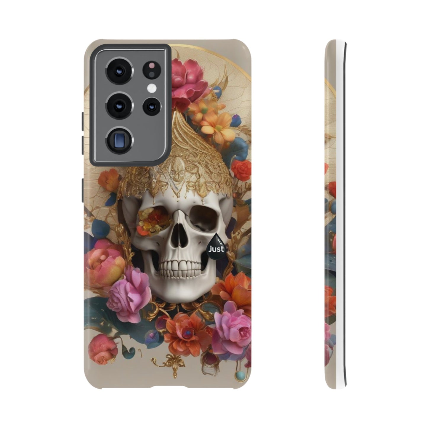 Artistic Skull Phone Case with Floral Design by "JUST DRIP" - Tough Cases(contact is we don't have you phone)