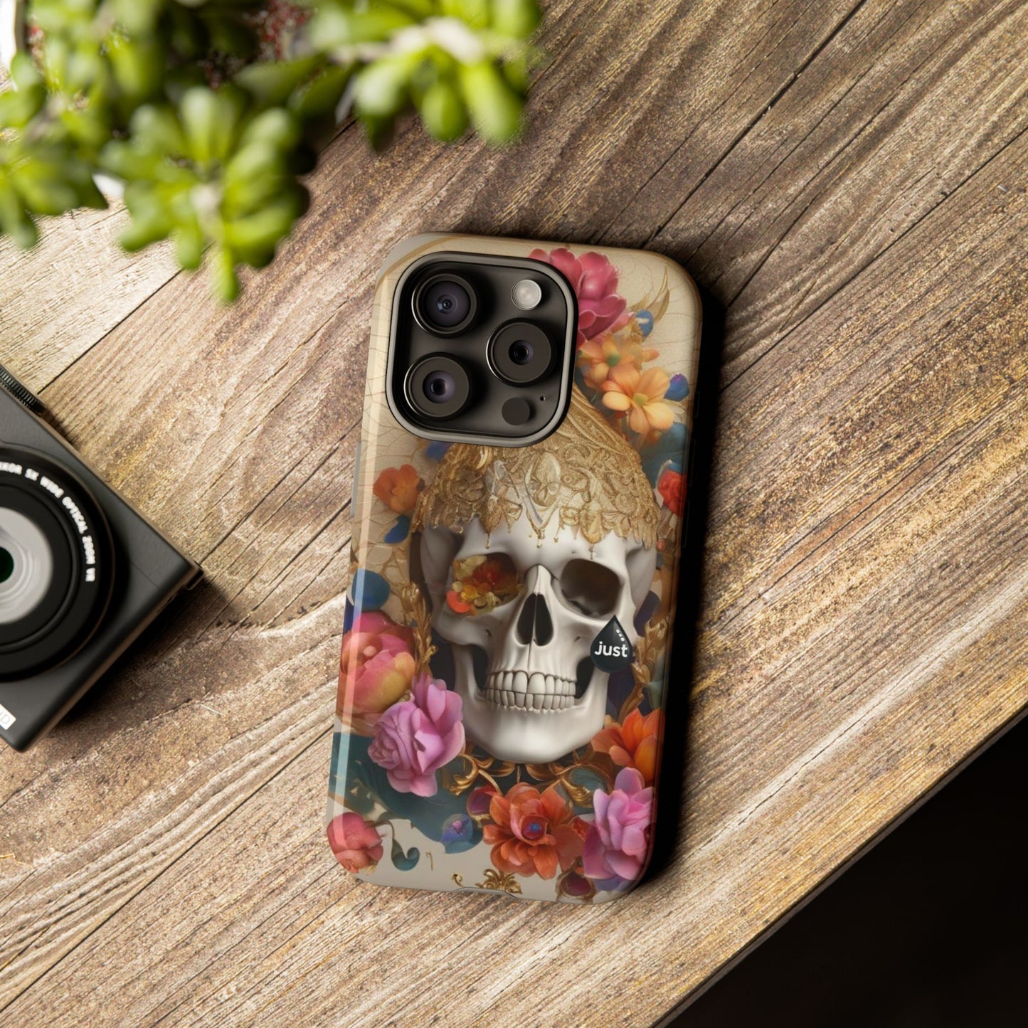 Artistic Skull Phone Case with Floral Design by "JUST DRIP" - Tough Cases(contact is we don't have you phone)