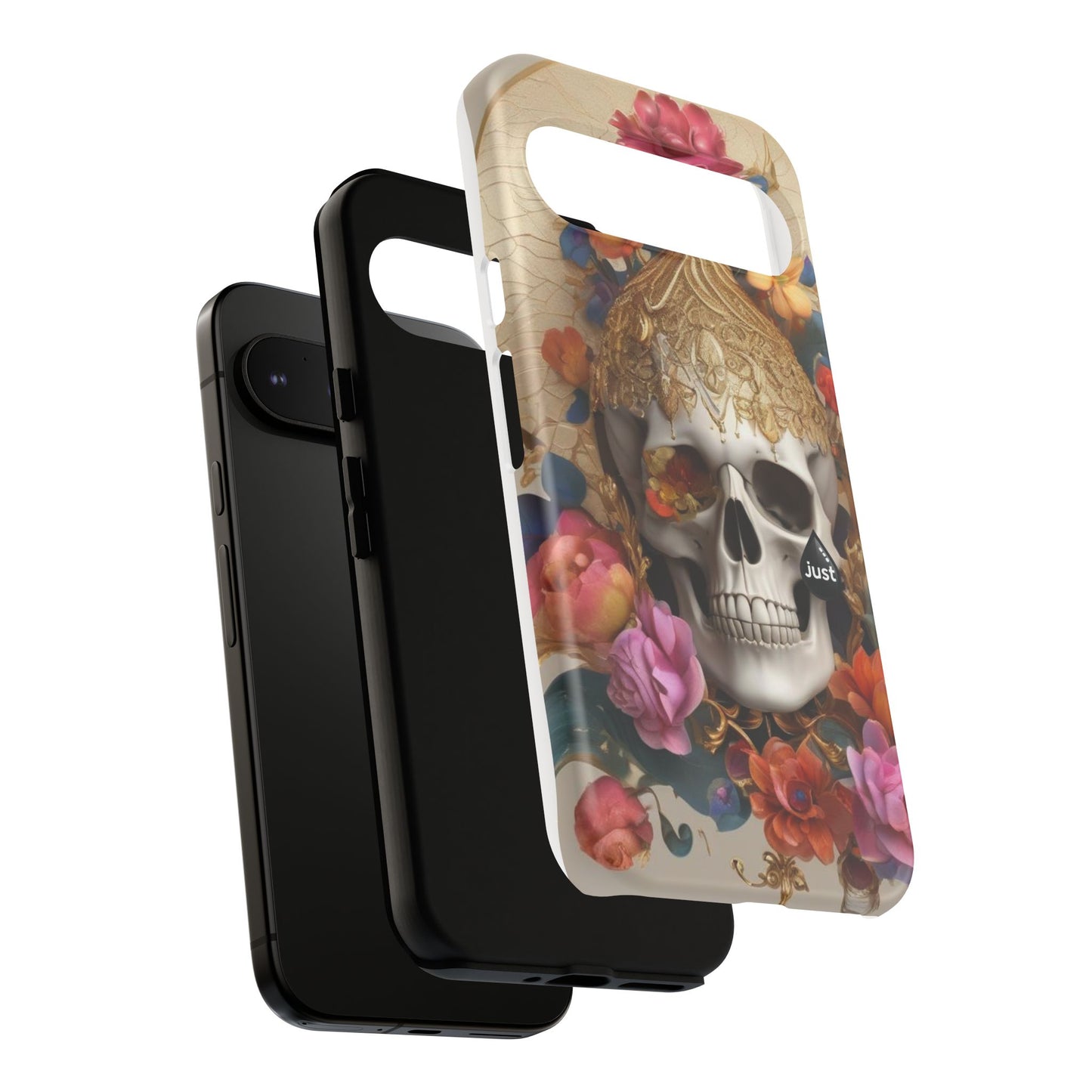 Artistic Skull Phone Case with Floral Design by "JUST DRIP" - Tough Cases(contact is we don't have you phone)