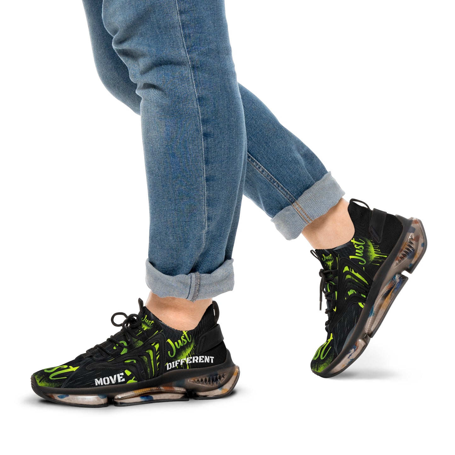 Stylish Mesh Sneakers for Everyday Comfort - "Move Different". "JUST DRIP" design.