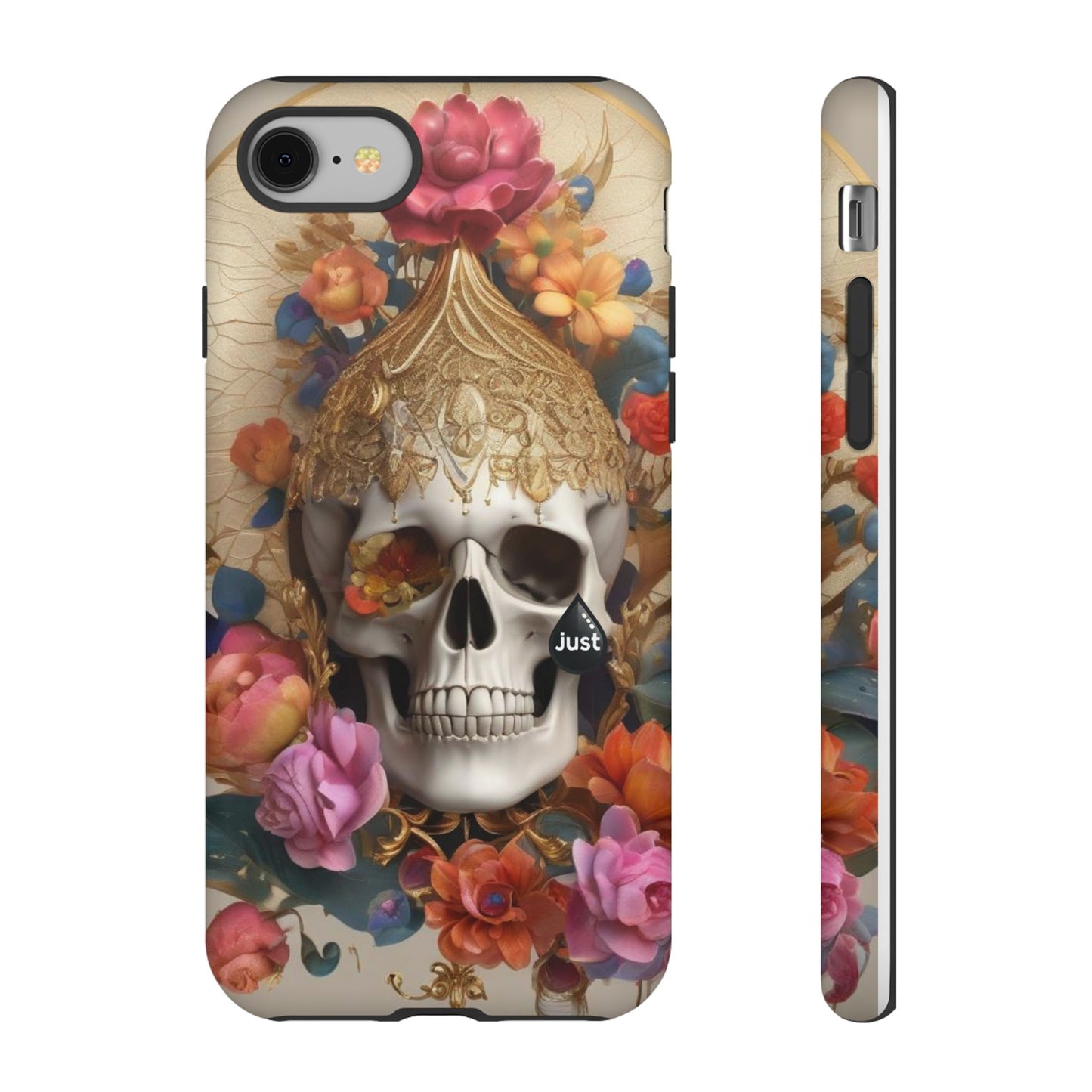 Artistic Skull Phone Case with Floral Design by "JUST DRIP" - Tough Cases(contact is we don't have you phone)