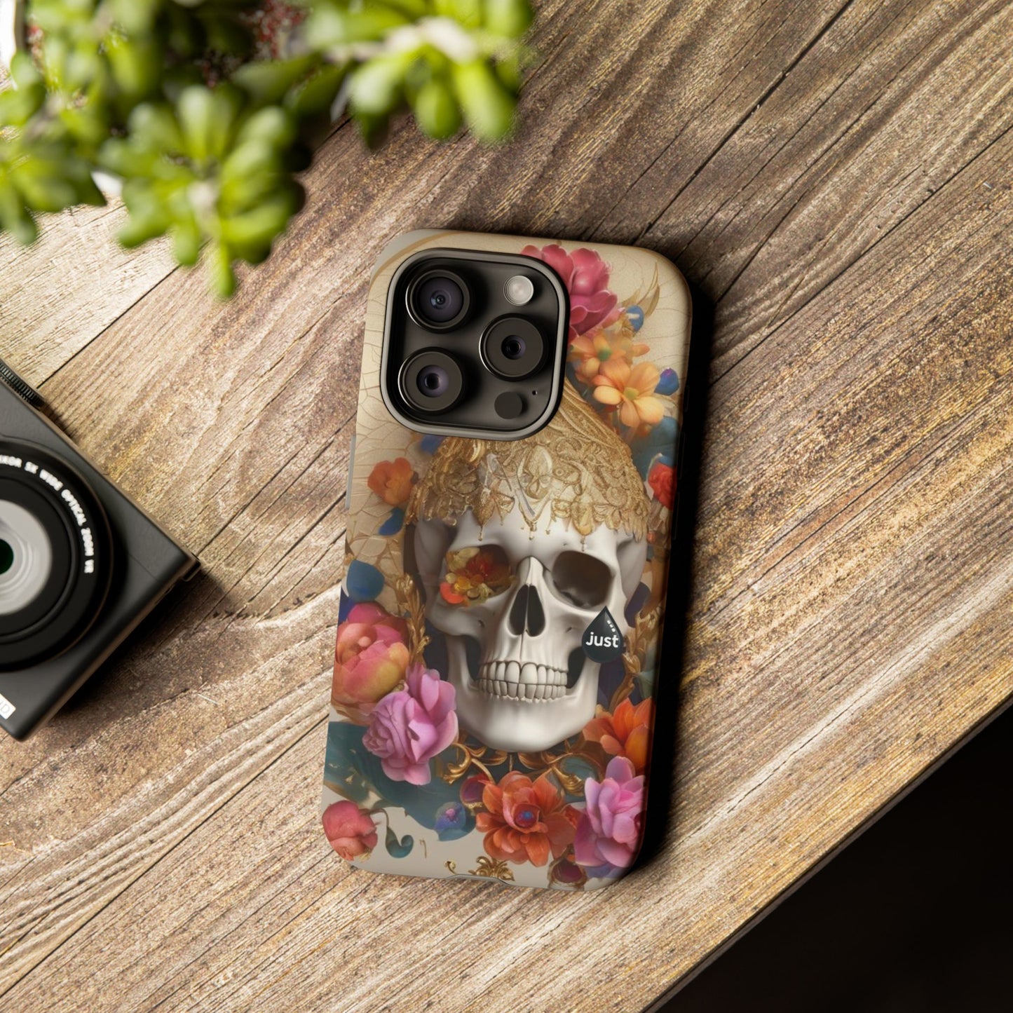 Artistic Skull Phone Case with Floral Design by "JUST DRIP" - Tough Cases(contact is we don't have you phone)