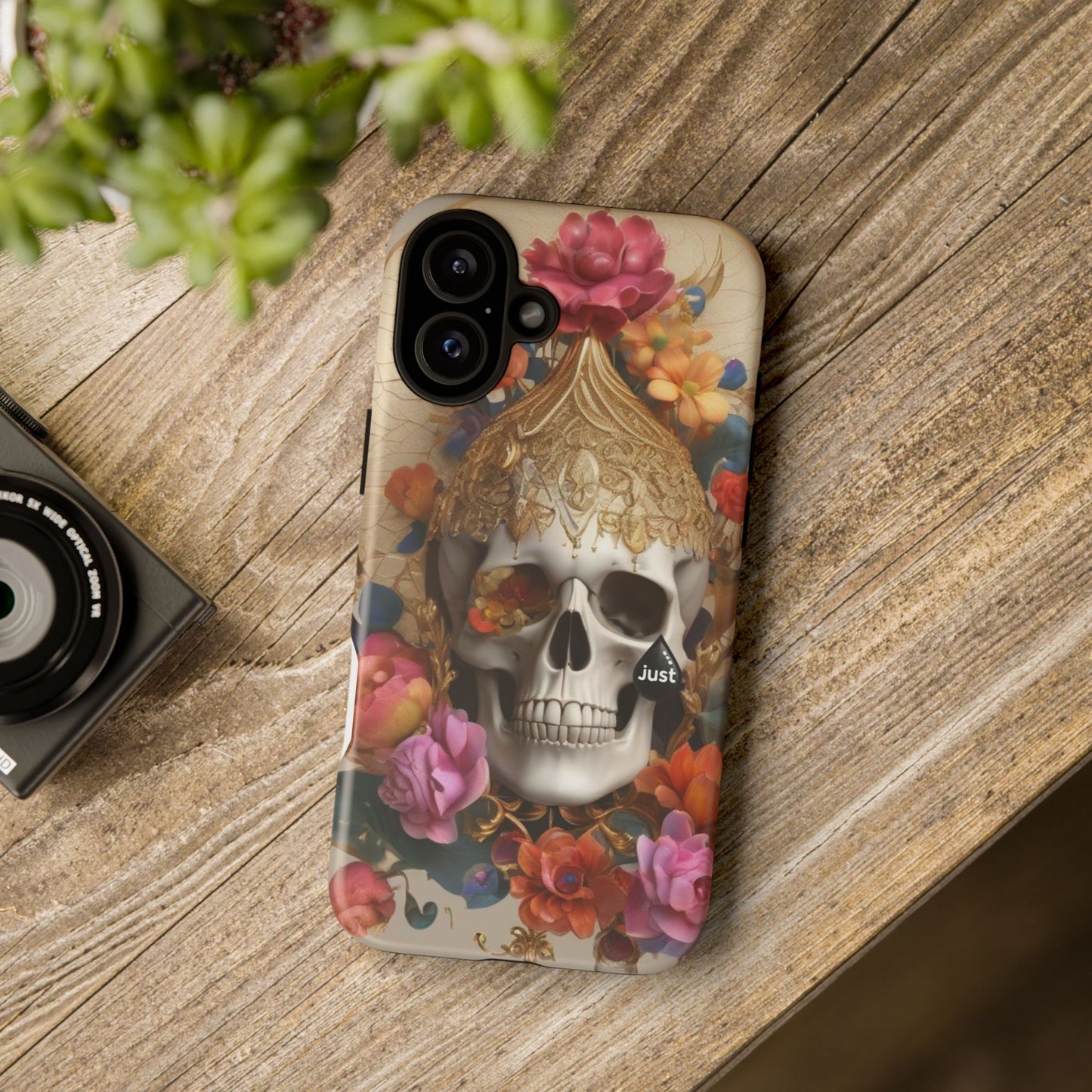 Artistic Skull Phone Case with Floral Design by "JUST DRIP" - Tough Cases(contact is we don't have you phone)