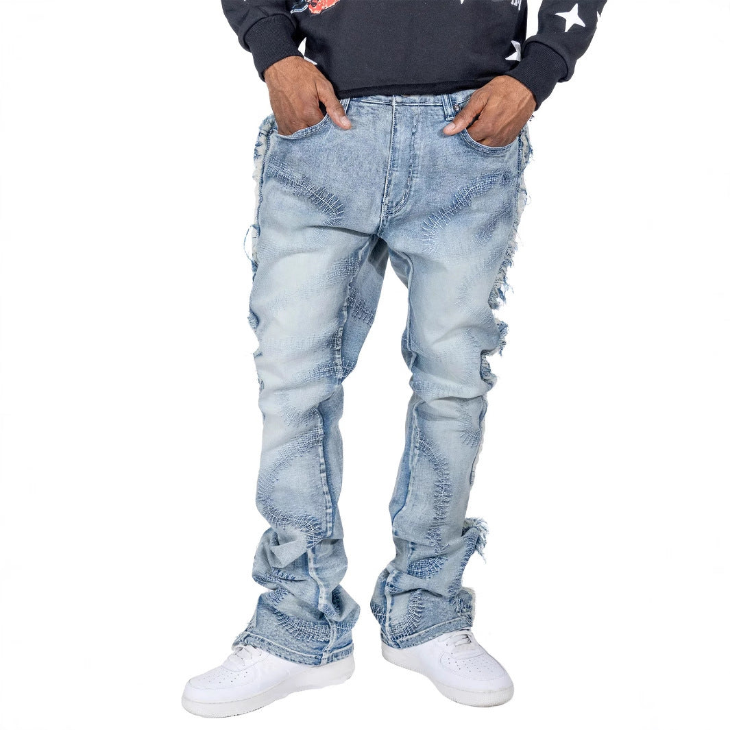 Pantalones vaqueros bordados ligeramente elásticos para hombre