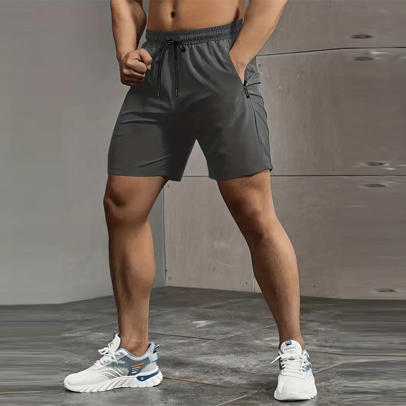 Pantalones cortos de poliéster para hombre, para exteriores, de seda helada, holgados y de secado rápido.