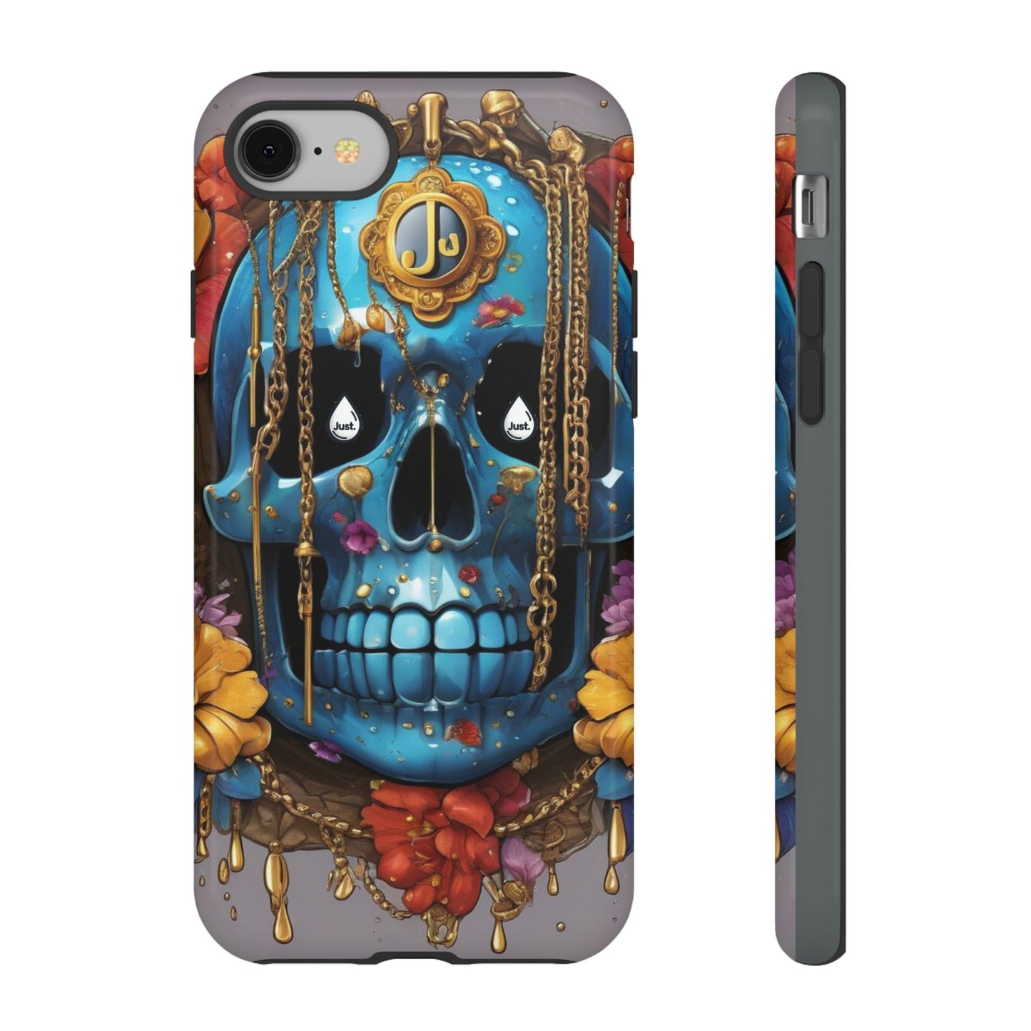 Skull with flower intergraded design by "JUST DRIP" Tough & Stylish Protective Cover/limited time only!!
