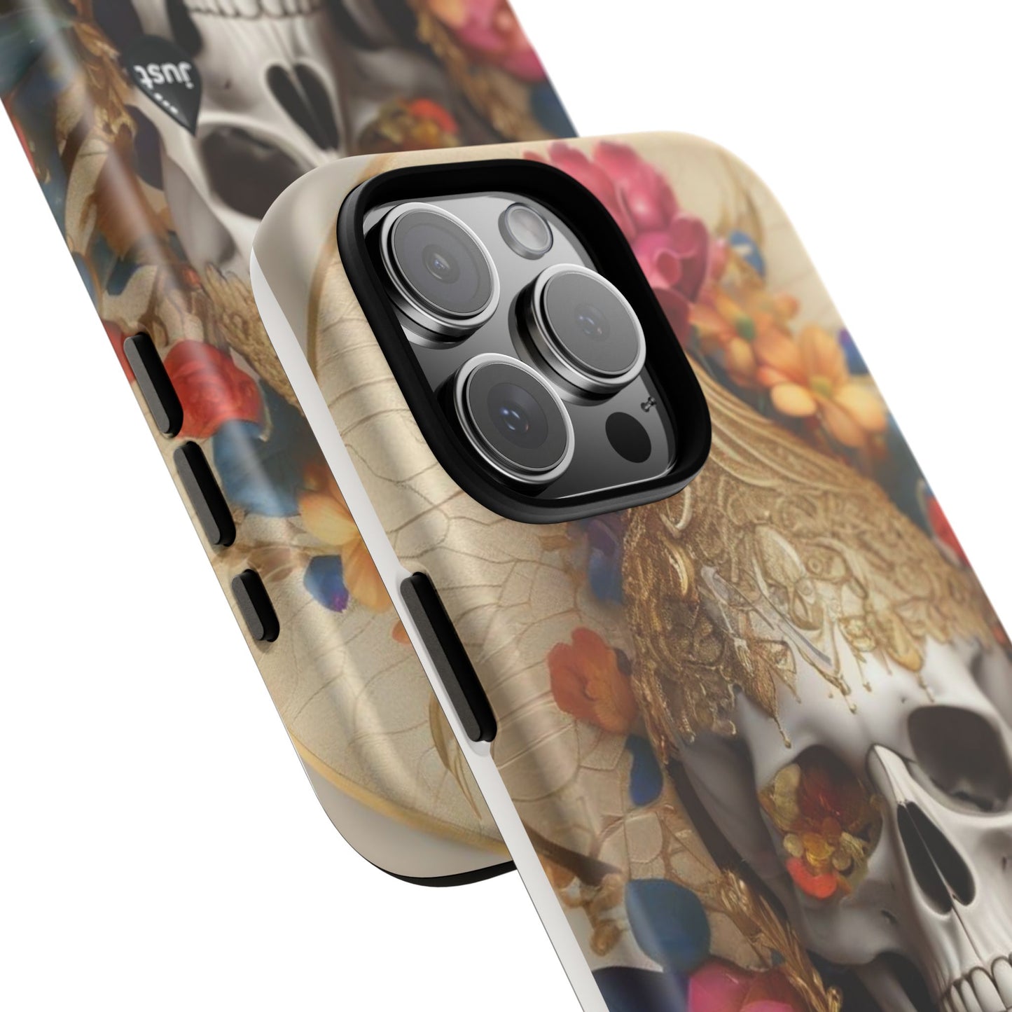 Artistic Skull Phone Case with Floral Design by "JUST DRIP" - Tough Cases(contact is we don't have you phone)
