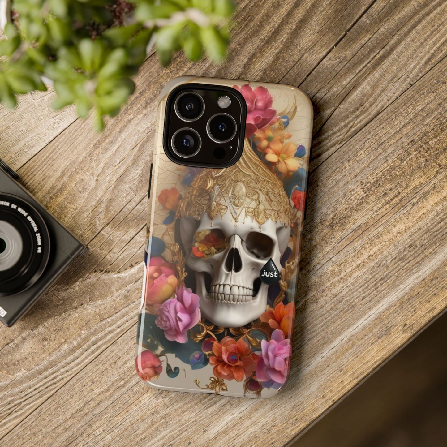 Artistic Skull Phone Case with Floral Design by "JUST DRIP" - Tough Cases(contact is we don't have you phone)