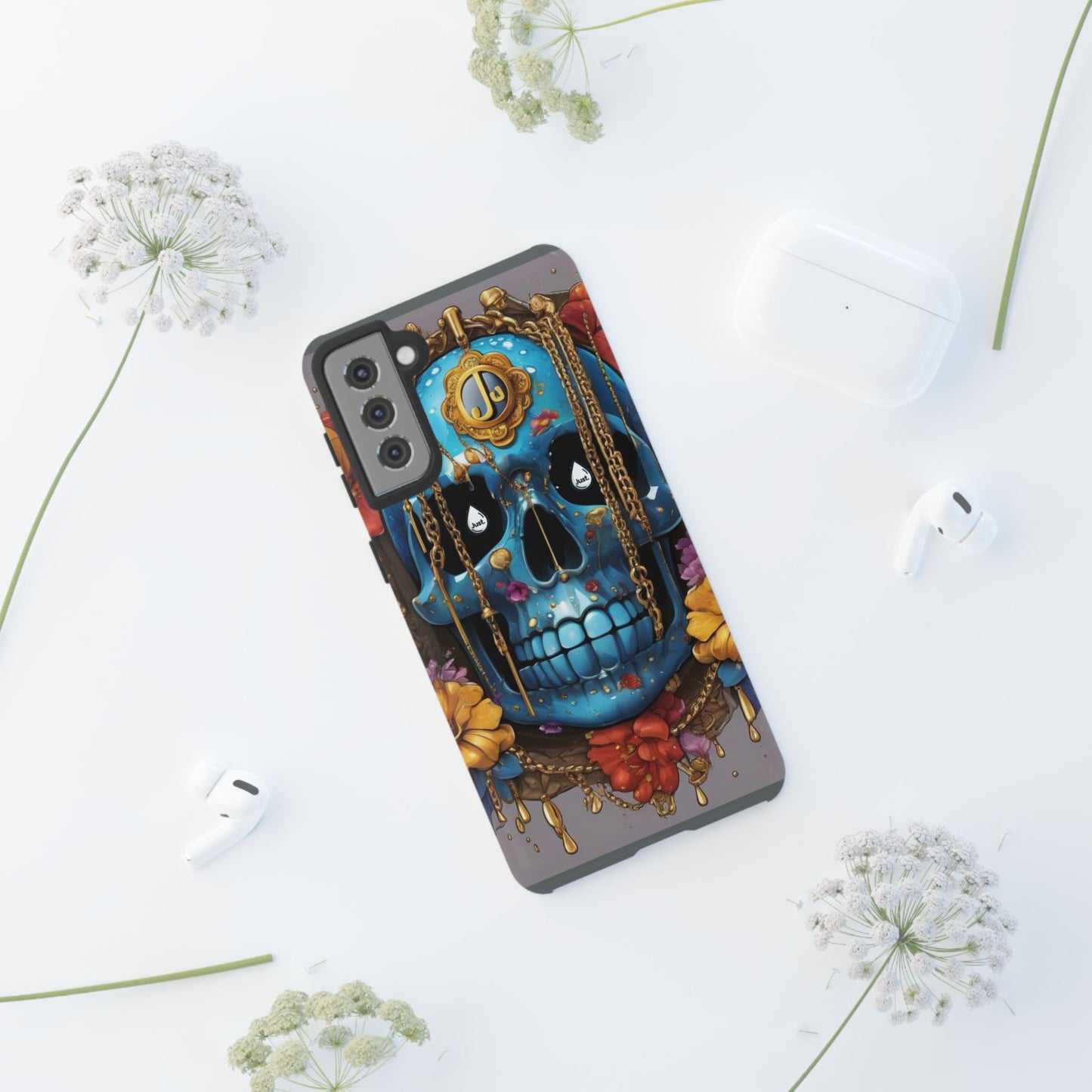 Skull with flower intergraded design by "JUST DRIP" Tough & Stylish Protective Cover/limited time only!!
