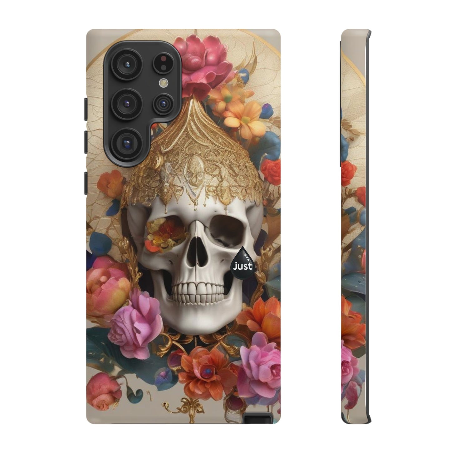 Artistic Skull Phone Case with Floral Design by "JUST DRIP" - Tough Cases(contact is we don't have you phone)