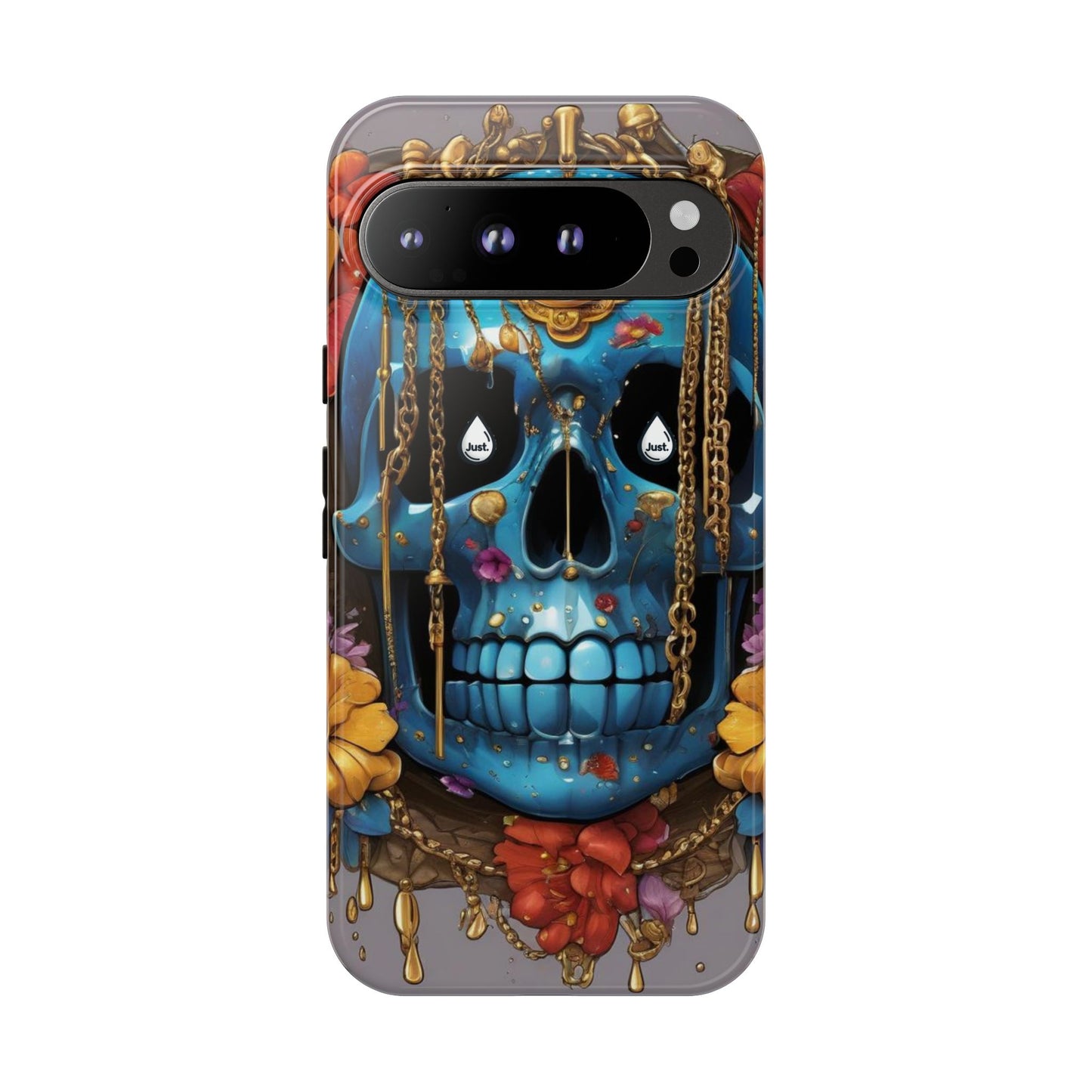 Skull with flower intergraded design by "JUST DRIP" Tough & Stylish Protective Cover/limited time only!!