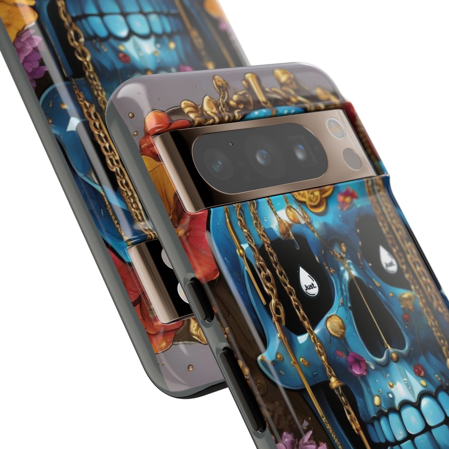 Skull with flower intergraded design by "JUST DRIP" Tough & Stylish Protective Cover/limited time only!!