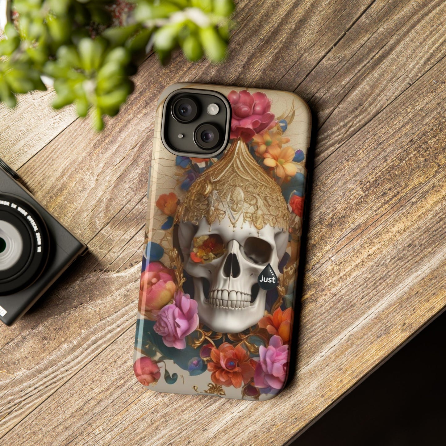 Artistic Skull Phone Case with Floral Design by "JUST DRIP" - Tough Cases(contact is we don't have you phone)