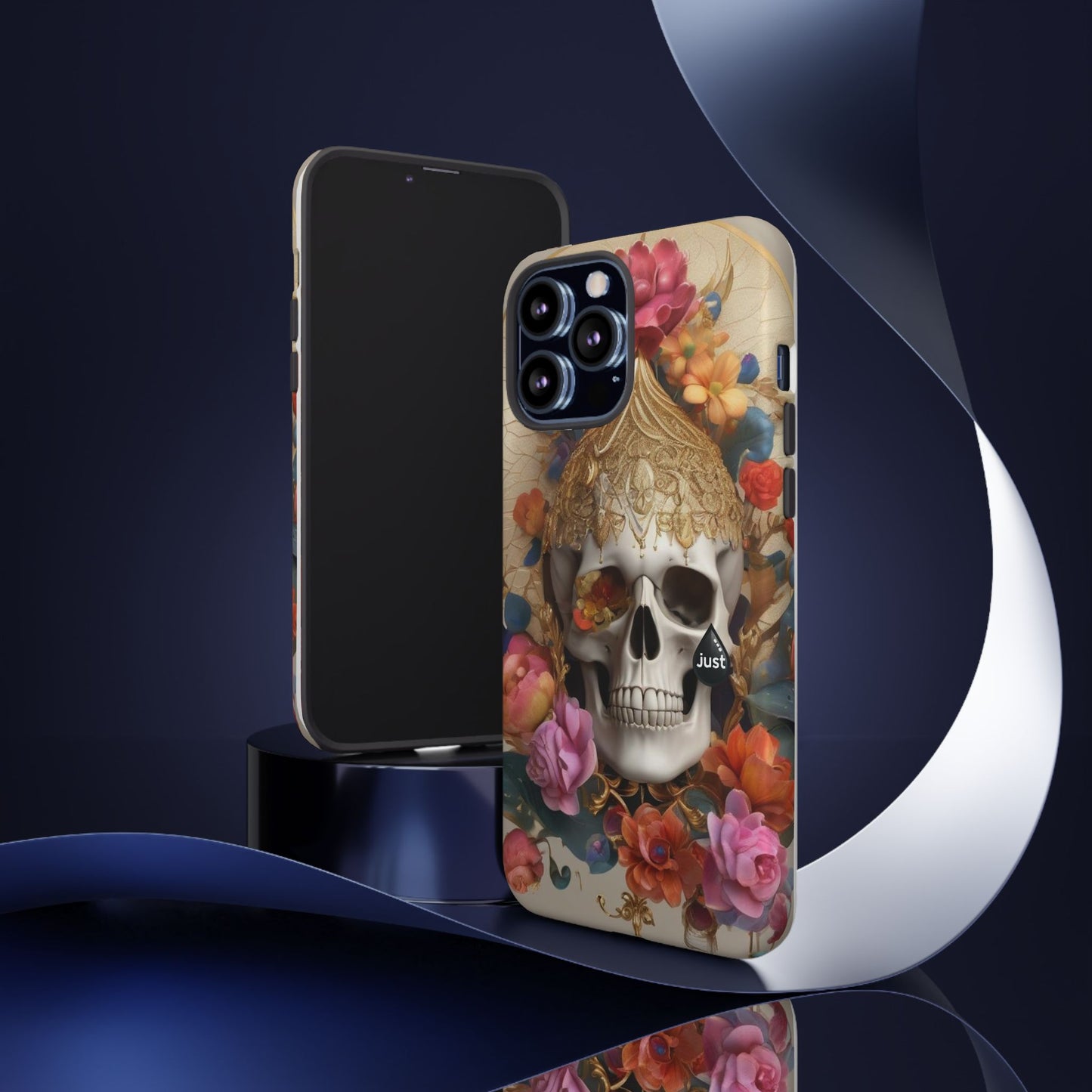 Artistic Skull Phone Case with Floral Design by "JUST DRIP" - Tough Cases(contact is we don't have you phone)
