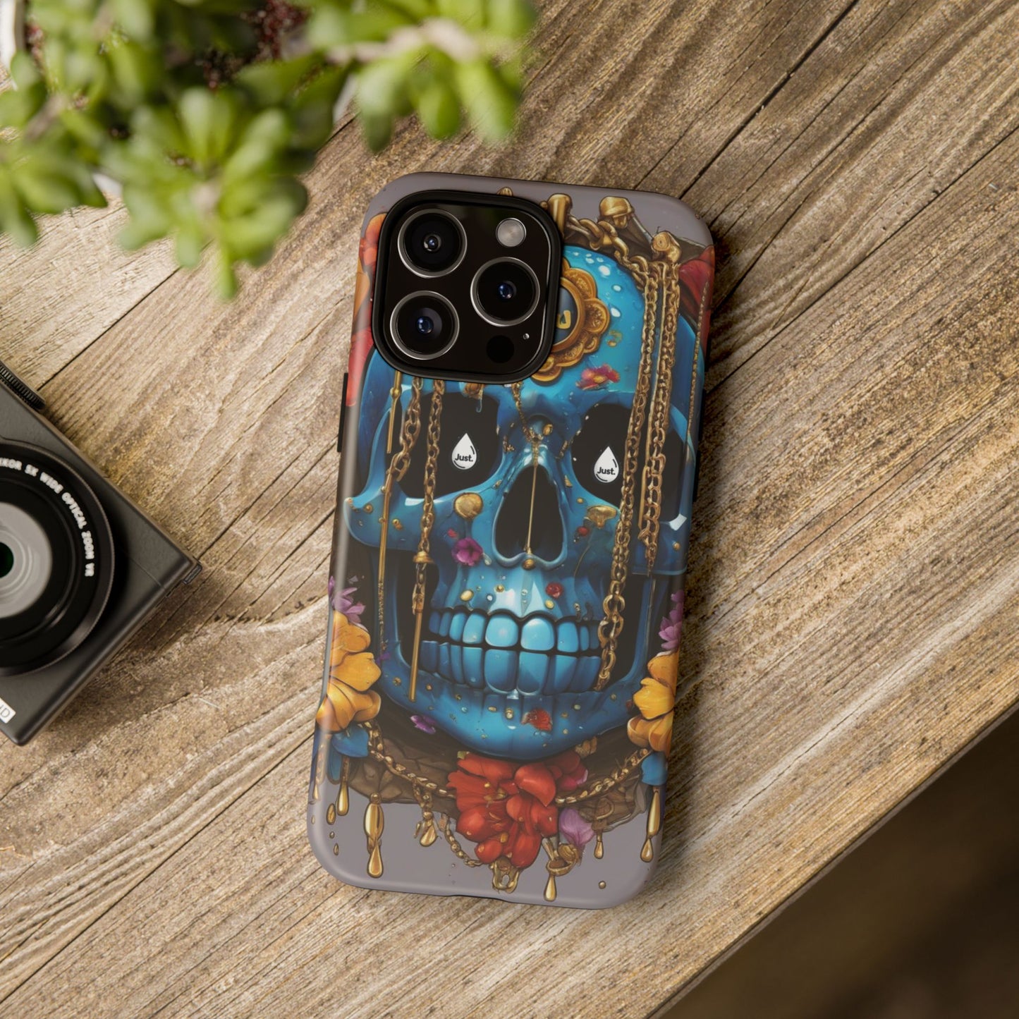 Skull with flower intergraded design by "JUST DRIP" Tough & Stylish Protective Cover/limited time only!!