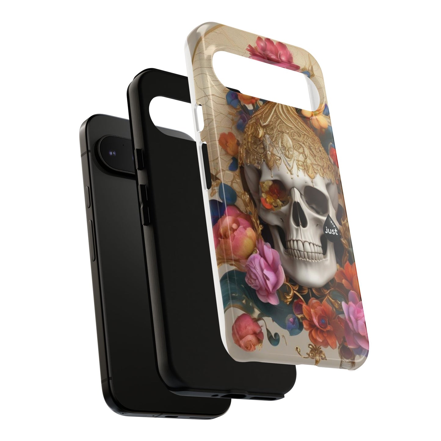 Artistic Skull Phone Case with Floral Design by "JUST DRIP" - Tough Cases(contact is we don't have you phone)