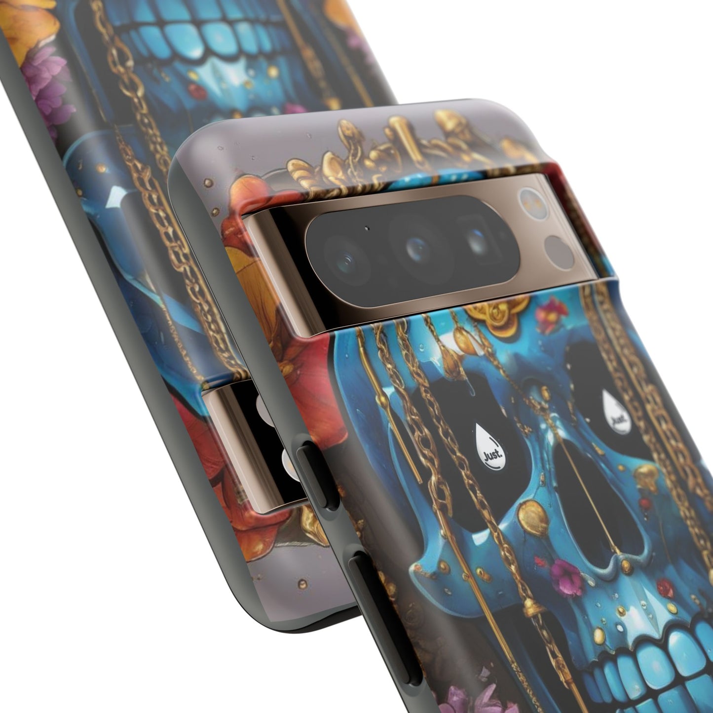 Skull with flower intergraded design by "JUST DRIP" Tough & Stylish Protective Cover/limited time only!!