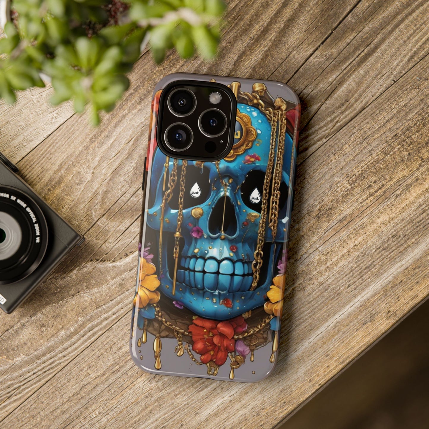 Skull with flower intergraded design by "JUST DRIP" Tough & Stylish Protective Cover/limited time only!!
