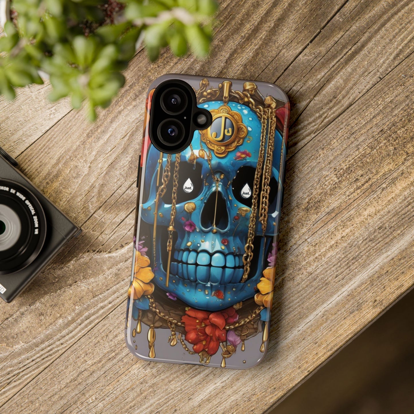 Skull with flower intergraded design by "JUST DRIP" Tough & Stylish Protective Cover/limited time only!!