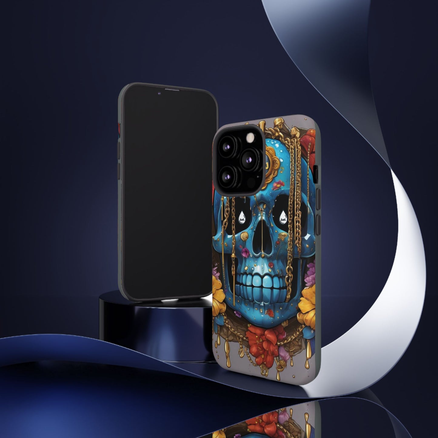 Skull with flower intergraded design by "JUST DRIP" Tough & Stylish Protective Cover/limited time only!!