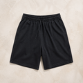 Relaxed Cotton Shorts — Washed Black