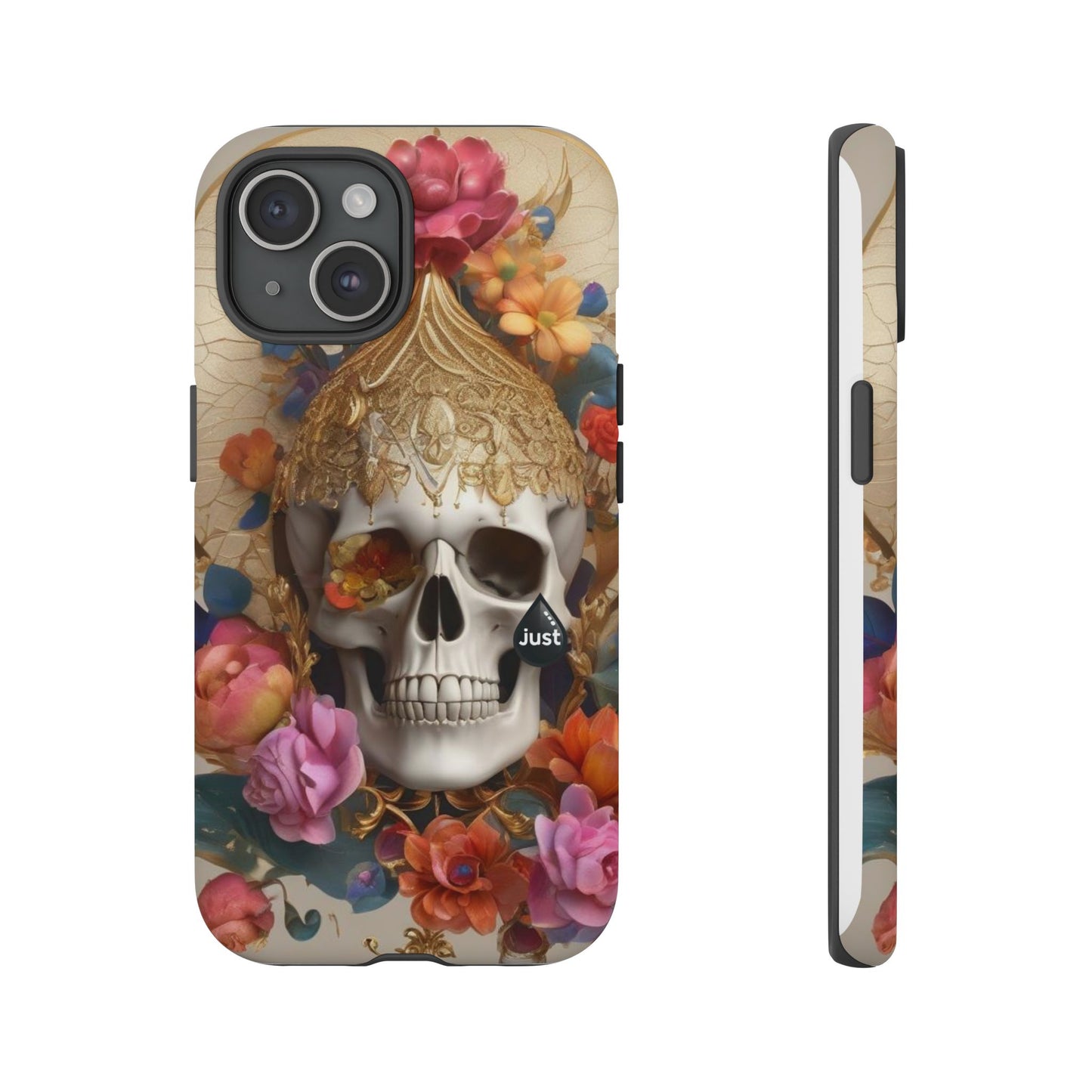 Artistic Skull Phone Case with Floral Design by "JUST DRIP" - Tough Cases(contact is we don't have you phone)