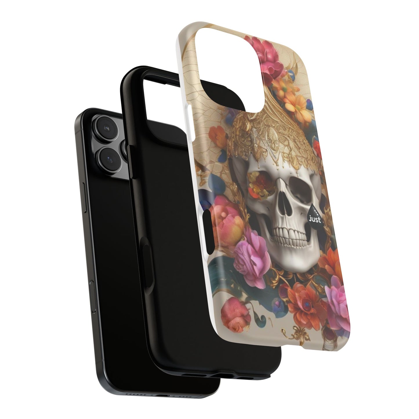 Artistic Skull Phone Case with Floral Design by "JUST DRIP" - Tough Cases(contact is we don't have you phone)