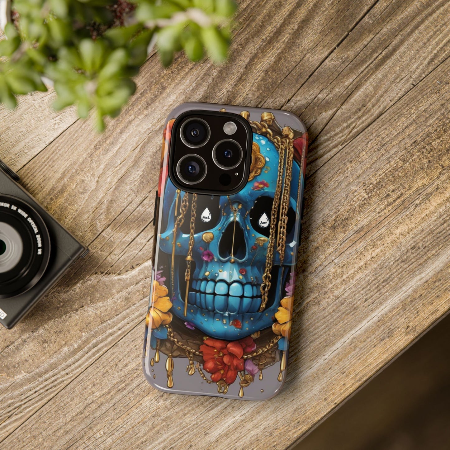 Skull with flower intergraded design by "JUST DRIP" Tough & Stylish Protective Cover/limited time only!!