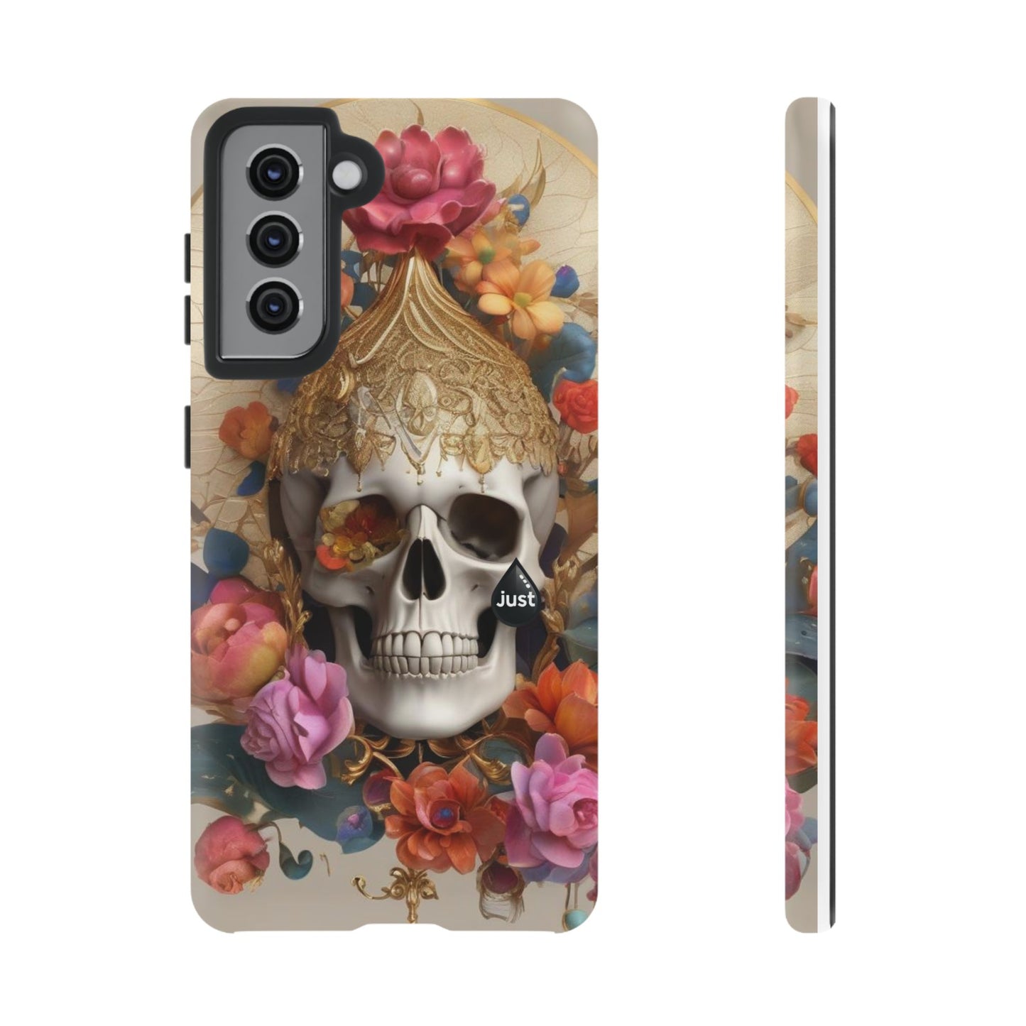 Artistic Skull Phone Case with Floral Design by "JUST DRIP" - Tough Cases(contact is we don't have you phone)