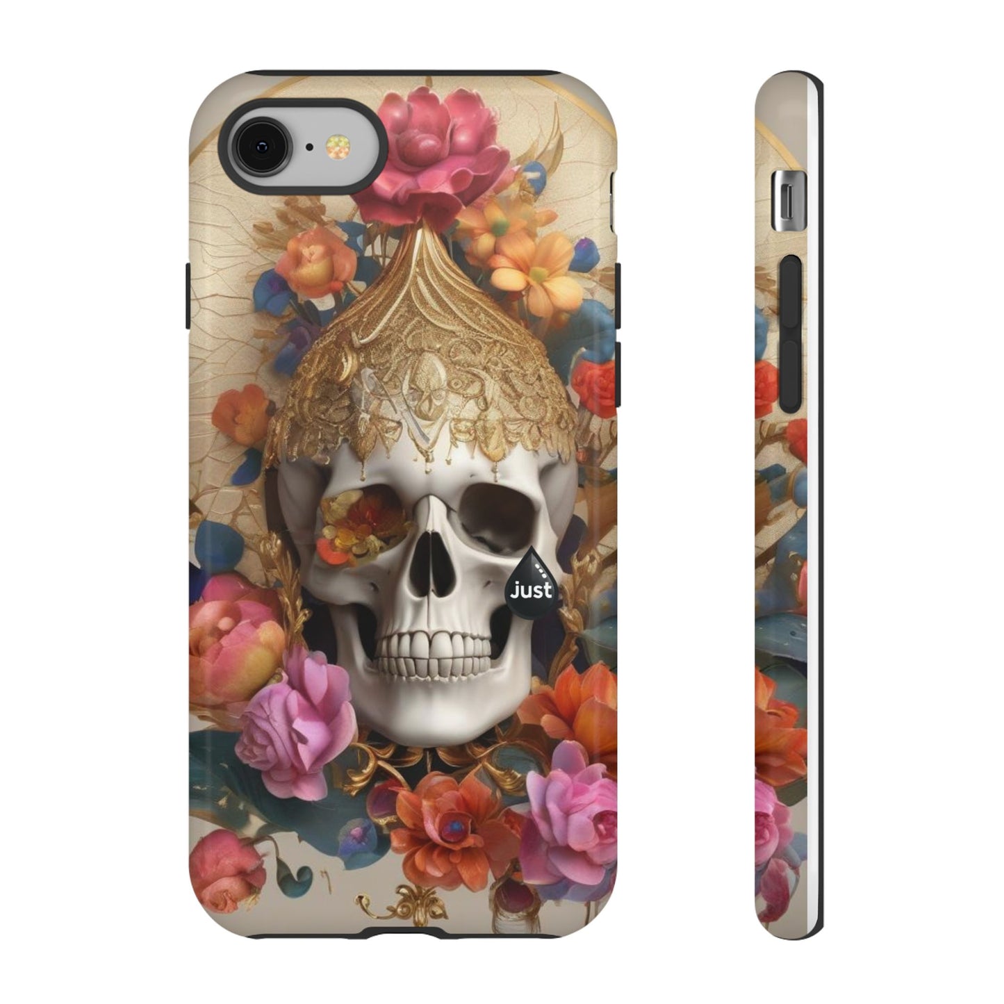 Artistic Skull Phone Case with Floral Design by "JUST DRIP" - Tough Cases(contact is we don't have you phone)