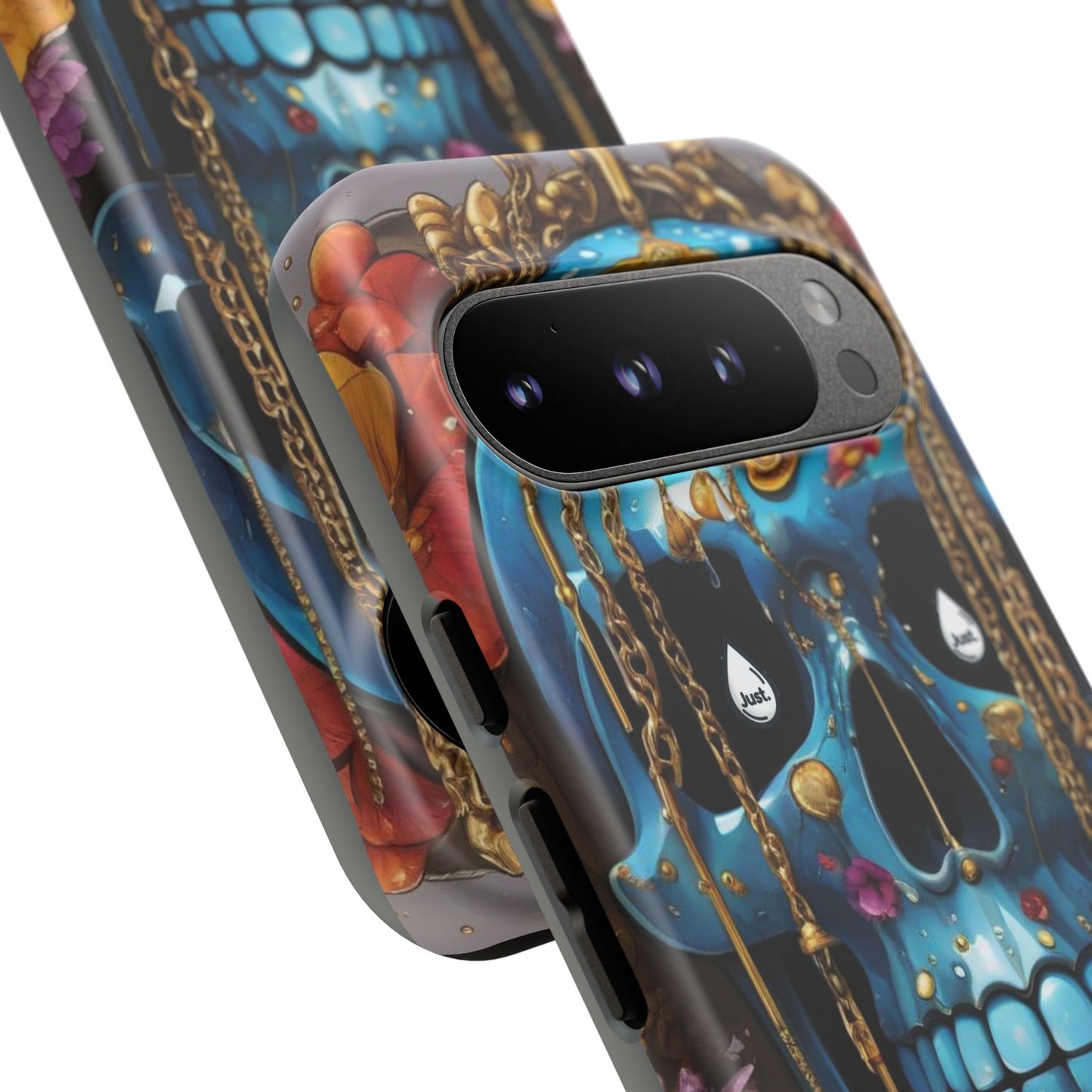 Skull with flower intergraded design by "JUST DRIP" Tough & Stylish Protective Cover/limited time only!!